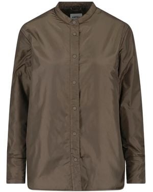 Aspesi Glue Band-Collar Shirt - Brown