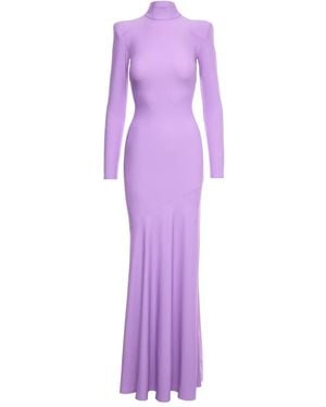 V:PM ATELIER High-Neck Flared Dress - Purple