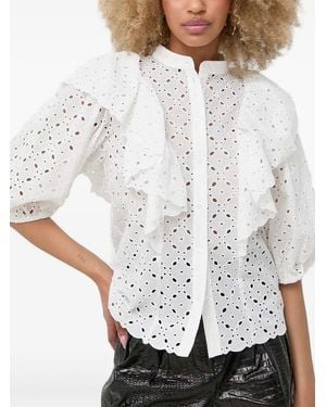 Notes Du Nord Blouse Volantée Honey À Broderies - Blanc