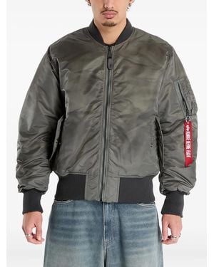 Alpha Industries Ma-1 Distressed Logo Detail Bomber Jacket - Grey