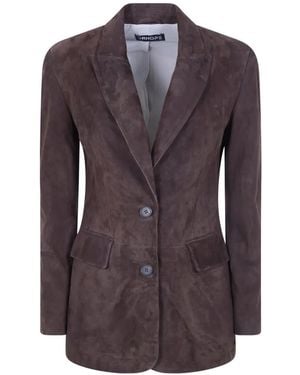 DR. HOPE Button Suede Blazer - Purple