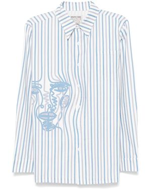 Kidsuper Face-Print Striped Shirt - Blue