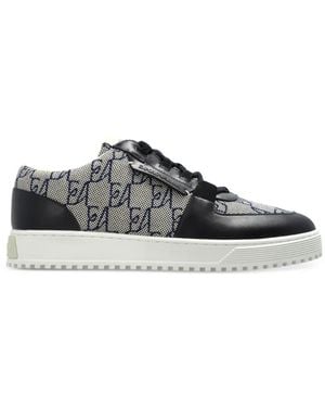 Emporio Armani Monogram-Print Leather Trainers - White