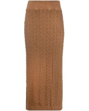 Woolrich Cable-Knit Virgin-Wool Midi Skirt - Brown