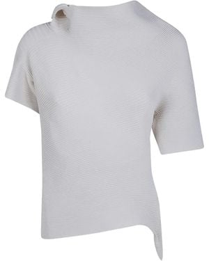 Issey Miyake Asymmetric Ribbed-Knit Top - Gray