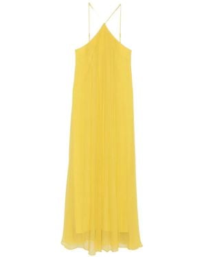 STAUD Dasha Pleated Halterneck Maxi Dress - Yellow