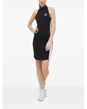 PUMA T7 Side-Stripe Zip-Up Mini Dress - Black