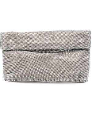 Twentyfourhaitch Dunham Crystal-Embellished Foldover Clutch Bag - Gray
