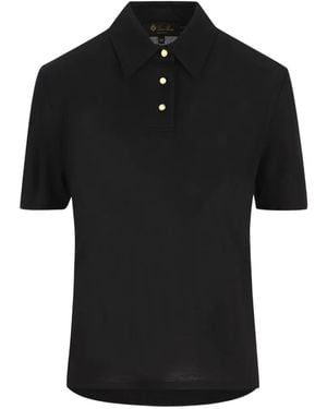 Loro Piana Buttoned Polo Top - Black
