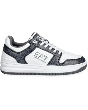 EA7 Logo-Print Panelled Trainers - White