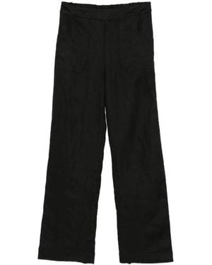 MAISON 123 Pantalones Anchos Terry De Lino - Negro