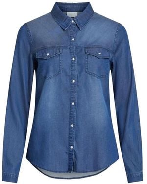 Vila Camisa Vaquera Con Lavado Degradado - Azul