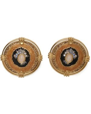 Roberto Cavalli Crystal-Embellished Medallion Earrings - Metallic