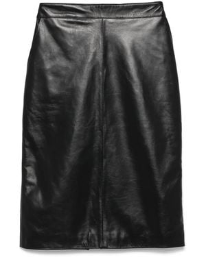 Manokhi Leather Midi Skirt - Black