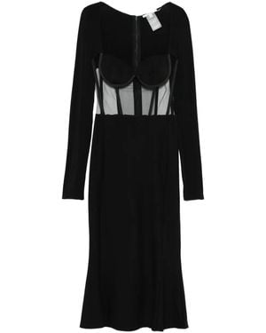 Nensi Dojaka Long-Sleeve Midi Dress - Black