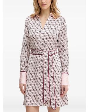 Guess Blerta Collar Belted Monogram Mini Dress - Pink