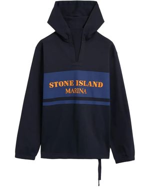 Stone Island Sudadera con capucha y logo - Azul