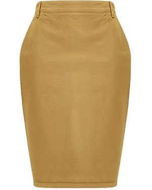 Saint Laurent Falda Midi Con Abertura Trasera - Amarillo
