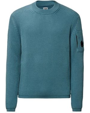 C.P. Company Gerippter Pullover Mit Aufgesetzter Tasche - Blau