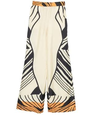 Raquel Diniz Sofia Graphic-Print Wide-Leg Pants - Natural