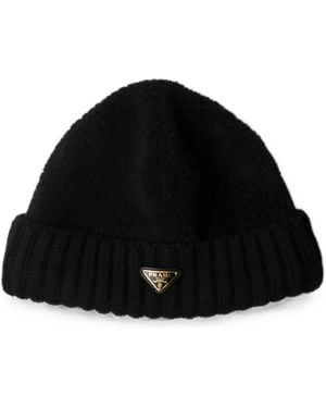 Prada Gorro De Lana Y Vellón - Negro