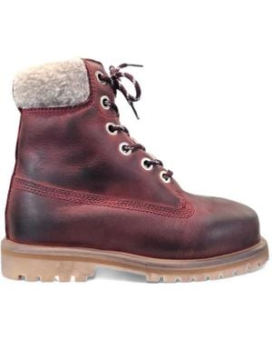PDF Strada Giga Shearling-Trim Lace-Up Boots - Purple