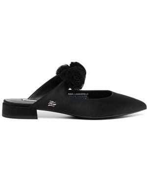 KARL LAGERFELD Kerrie Floral-Appliqué Mules - Black