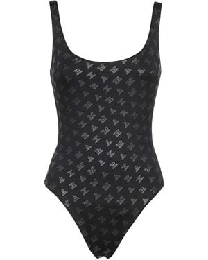 Max Mara Bañador con logo estampado - Negro