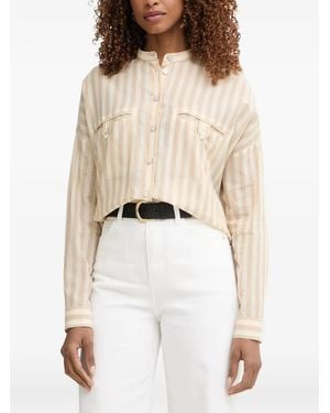Benetton Striped Button-Up Shirt - Natural