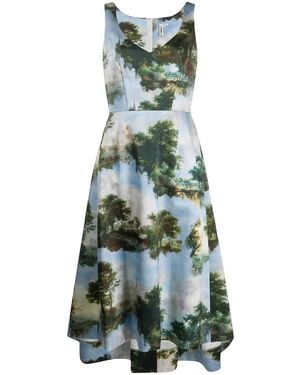 Comme des Garçons Landscape Print A-Line Dress - Green