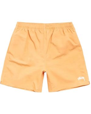 Stussy Logo-Print Swim Shorts - Orange