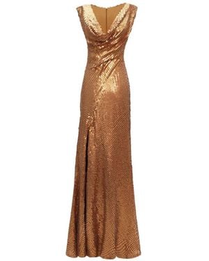 Gemy Maalouf Cowl-Neckline Slit Maxi Dress - Brown