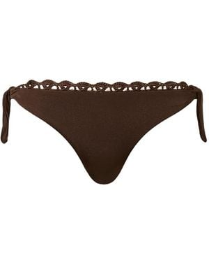 Twinset Bikini Thong With Crochet Detail - Brown