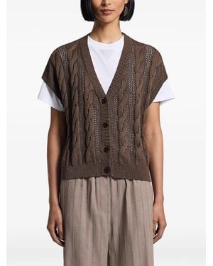 Peserico Sequinned Cordonet Cardigan - Brown