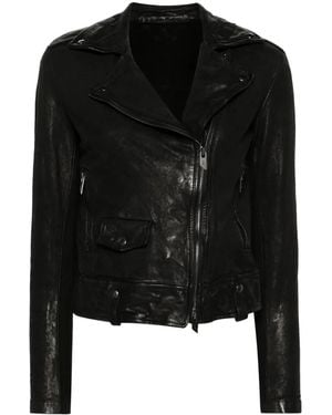 Salvatore Santoro Leather Biker Jacket - Black