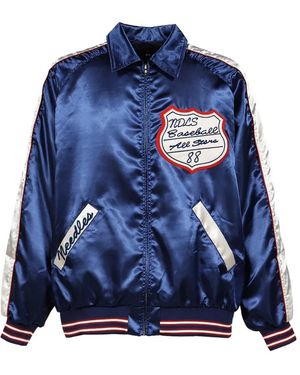 Needles Logo-Patch Bomber Jacket - Blue