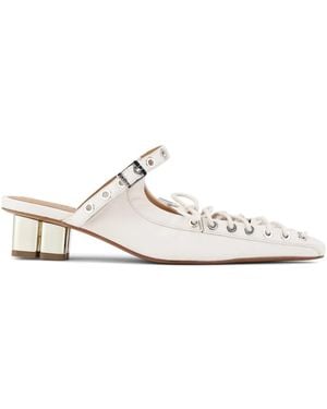 Ganni Laced Leather Mules - White