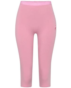 Marine Serre Pearl Logo Jersey Capri Shorts - Pink