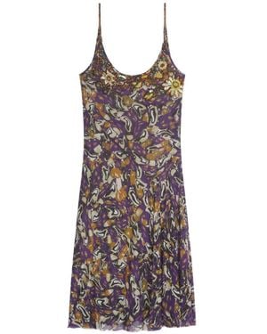 Dries Van Noten Embroidered Slip Dress - Purple