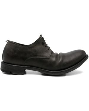 Layer Zero Lace-Up Leather Derby Shoes - Black