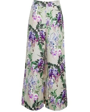 Cara Cara Josephine Floral-Print Linen Pants - White