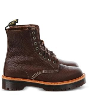 Dr. Martens 1460 Wild Grainy-Leather Lace-Up Ankle Boots - Brown