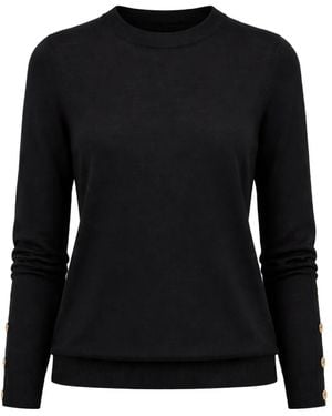 MICHAEL Michael Kors Button-Embellished Round Neck Jumper - Black