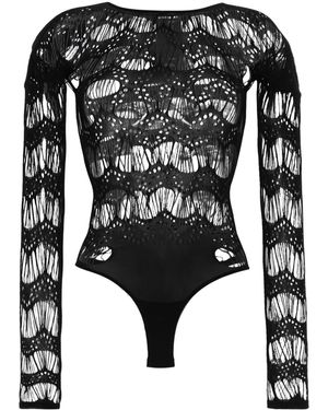 Saint Laurent ラダーニット ボディスーツ - ブラック