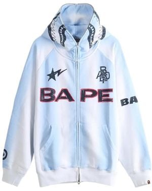 A Bathing Ape Shark Logo-Print Hoodie - Blue
