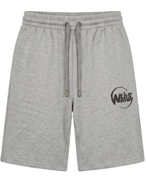 Off-White c/o Virgil Abloh Logo-Print Drawstring-Waist Shorts - Grey