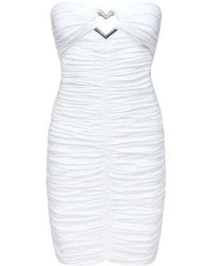 Area Heart-Ring Ruched Mini Dress - White