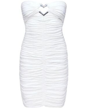 Area Heart-Ring Ruched Mini Dress - White