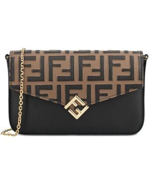 Fendi Ff-Monogram Chain-Strap Wallet - Black