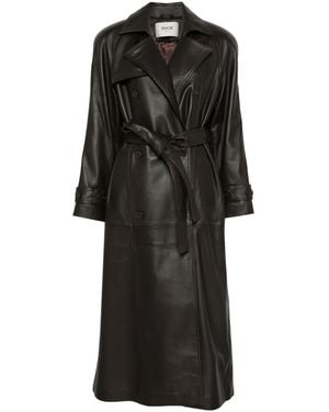 DUCIE Corrin Leather Trench Coat - Black